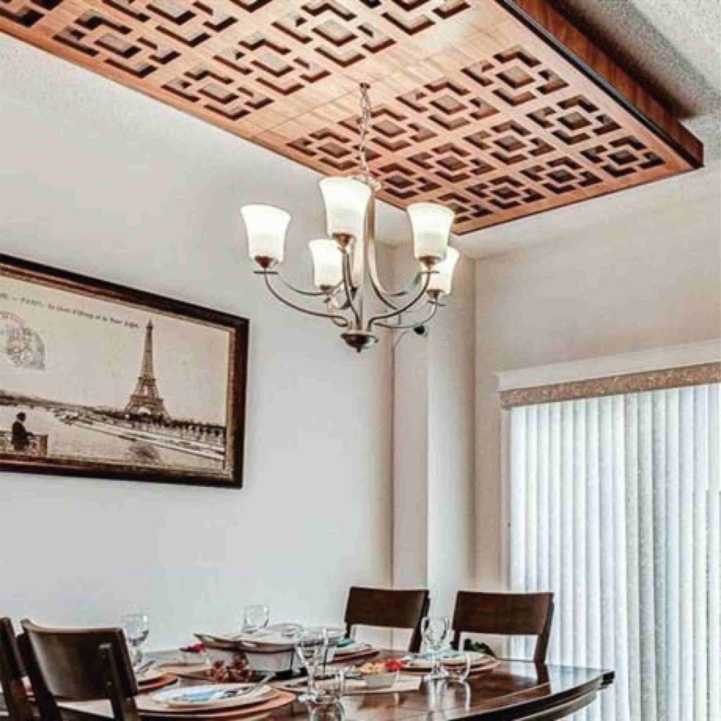 Photograph of decorative ceiling made of wood
